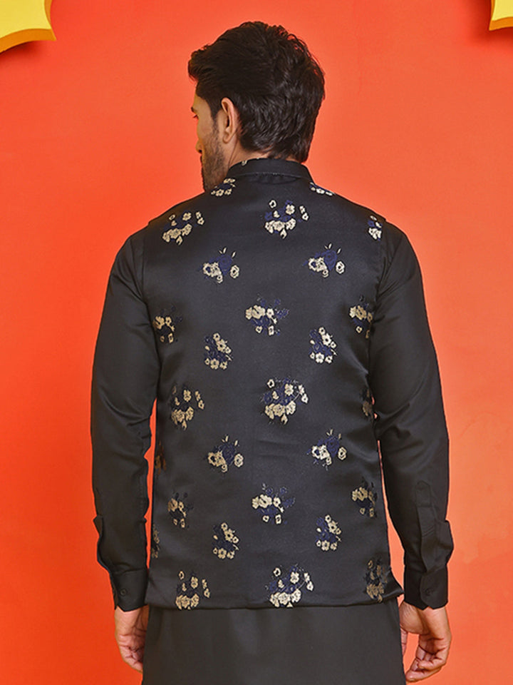Embossed Design Nehru Jacket For Men