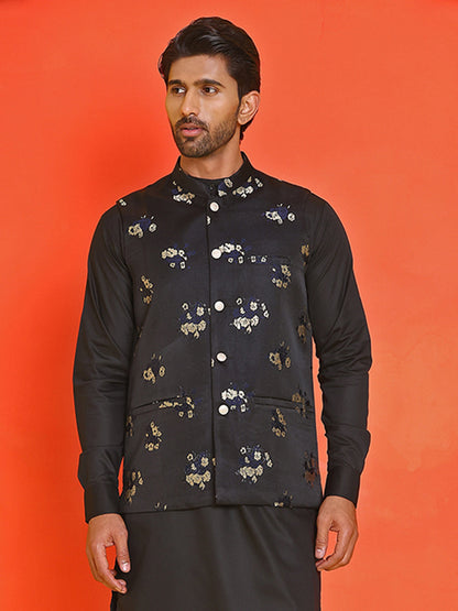 Embossed Design Nehru Jacket For Men
