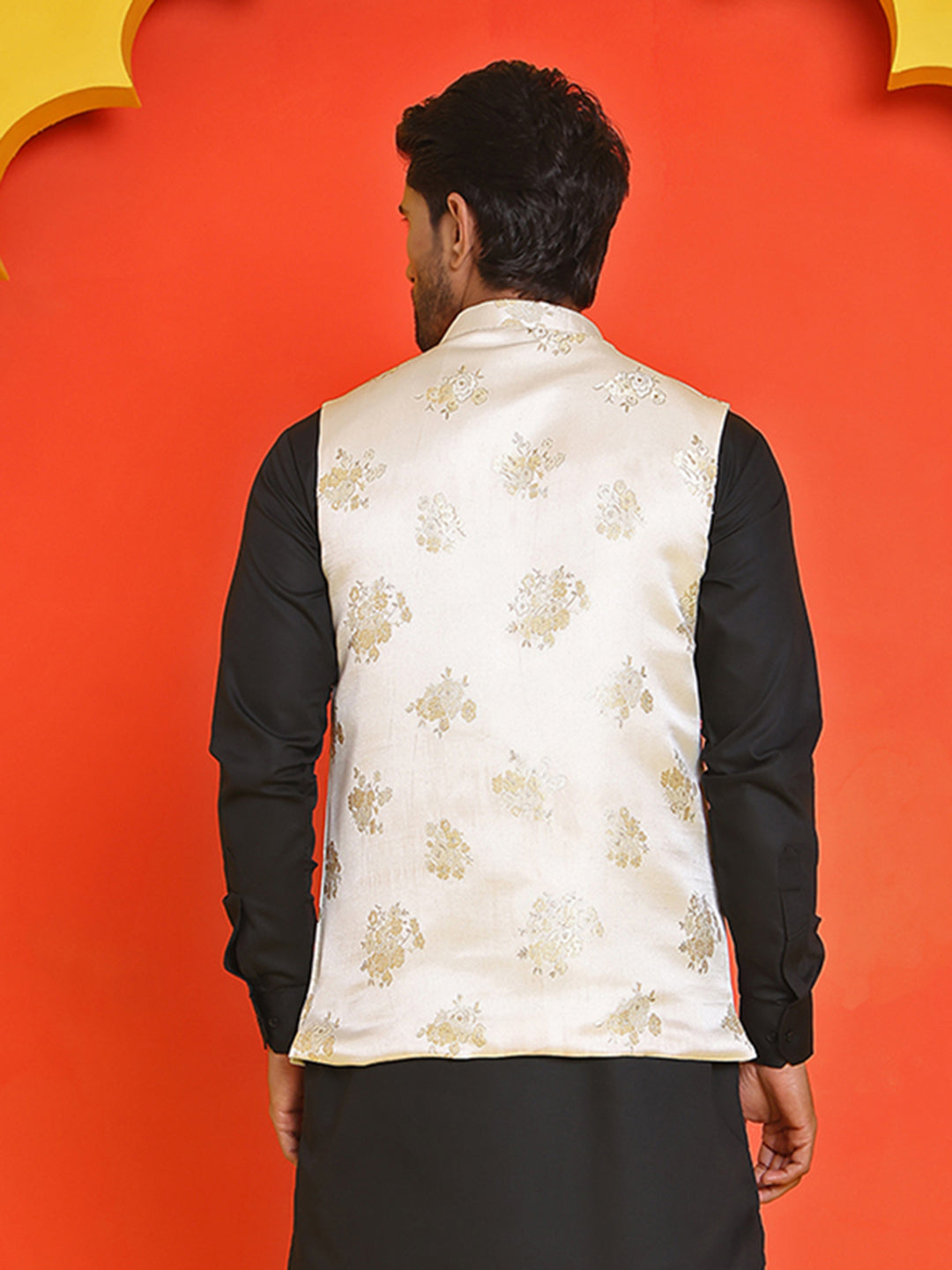 Embossed Design Nehru Jacket For Men