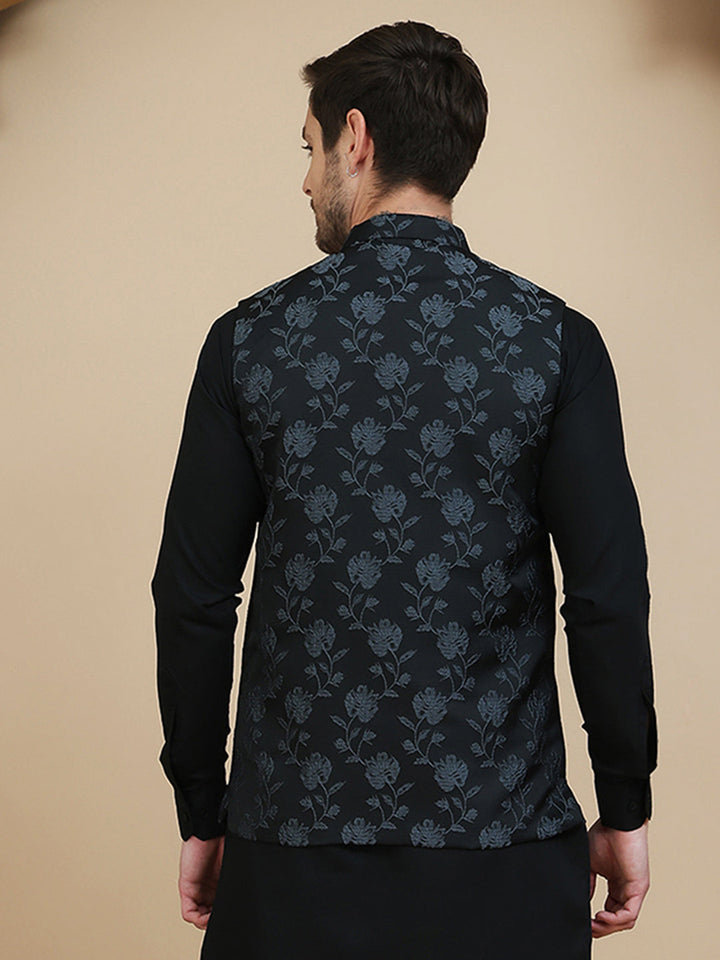 Embossed Nehru Jacket For Men