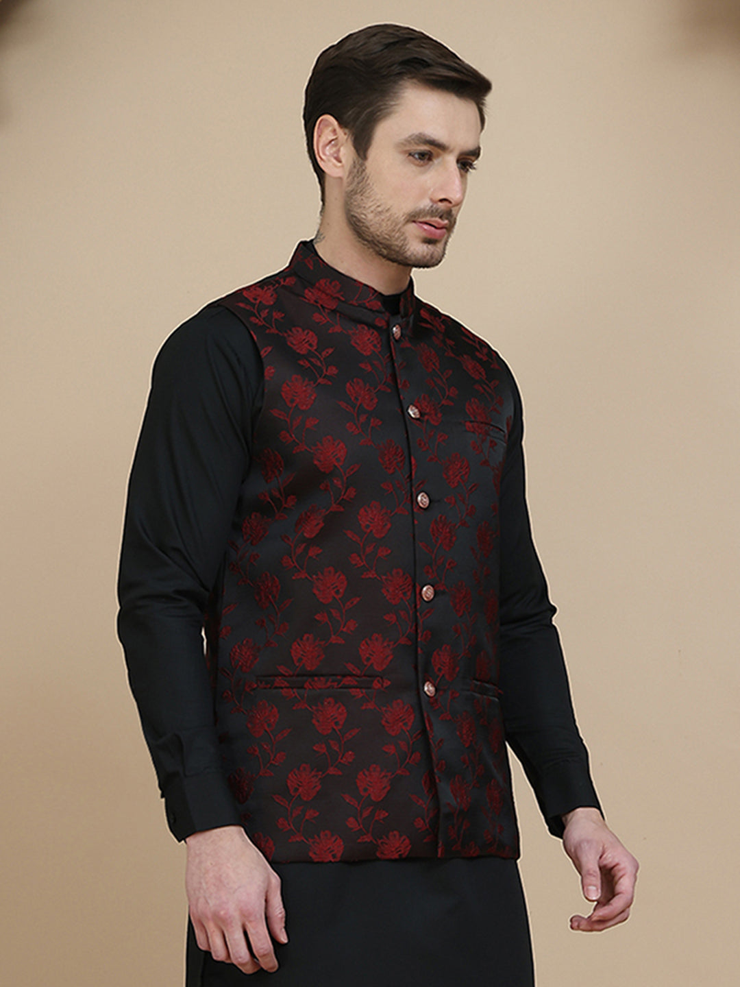 Embossed Nehru Jacket For Men