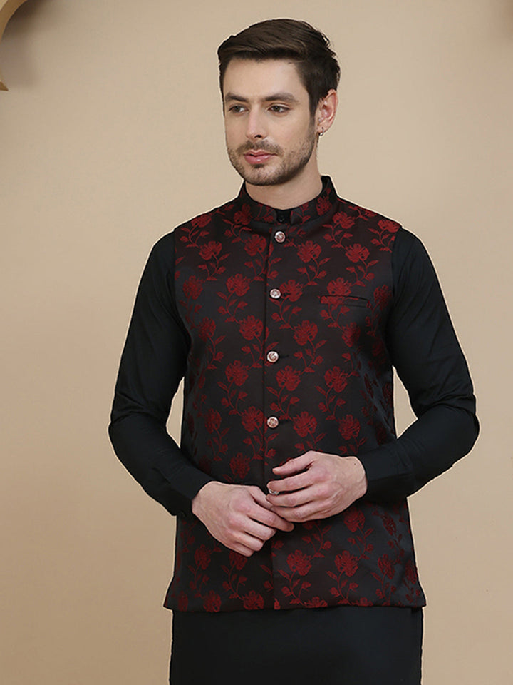 Embossed Nehru Jacket For Men