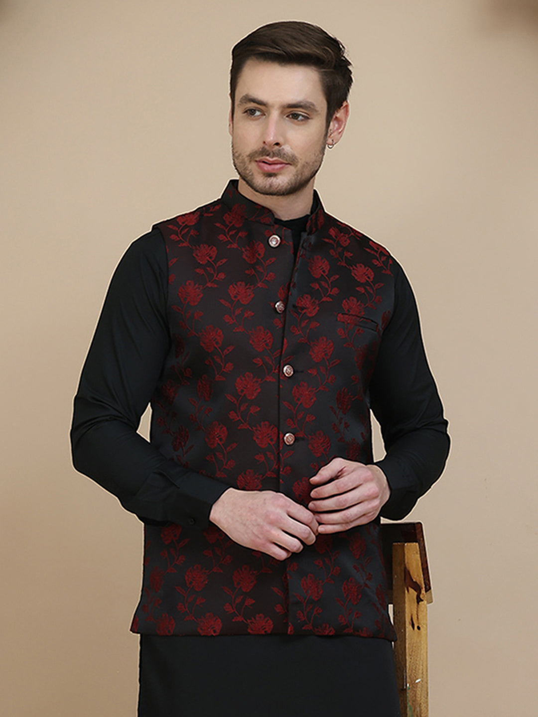 Embossed Nehru Jacket For Men