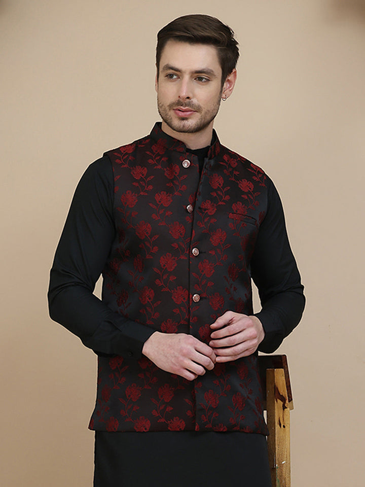 Embossed Nehru Jacket For Men