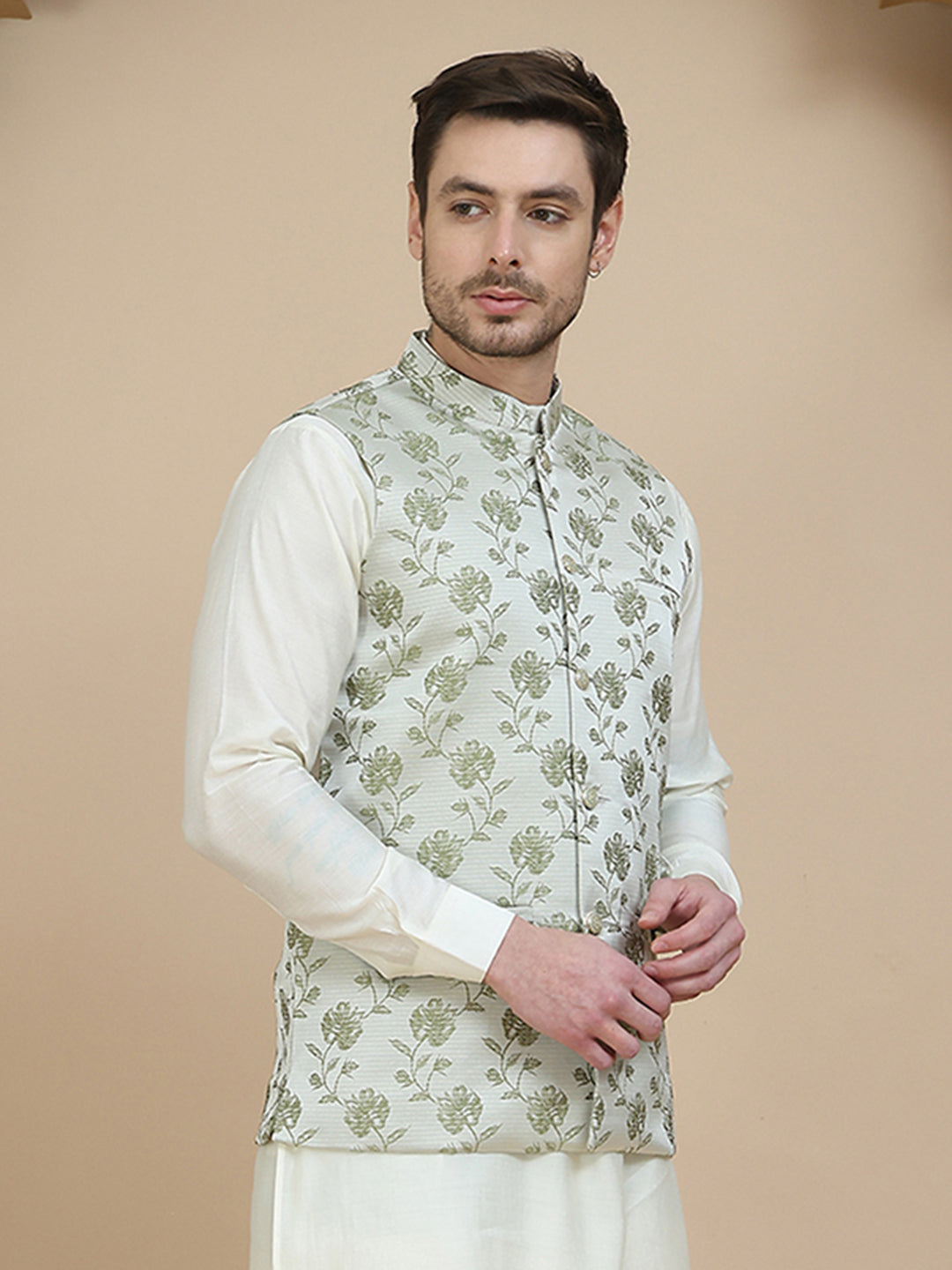 Embossed Nehru Jacket For Men