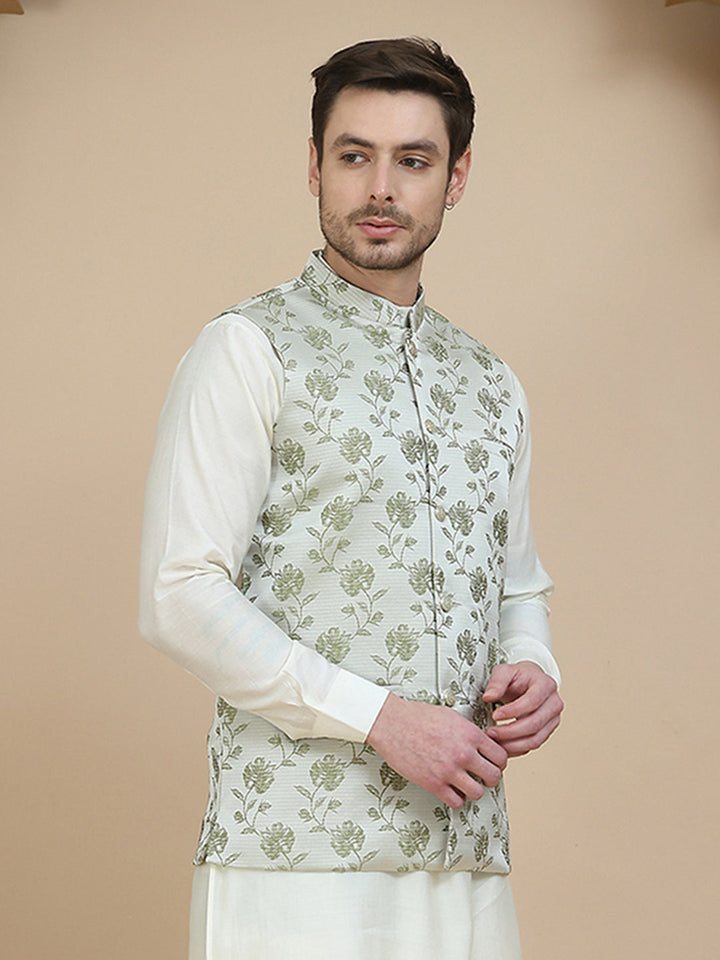 Embossed Nehru Jacket For Men