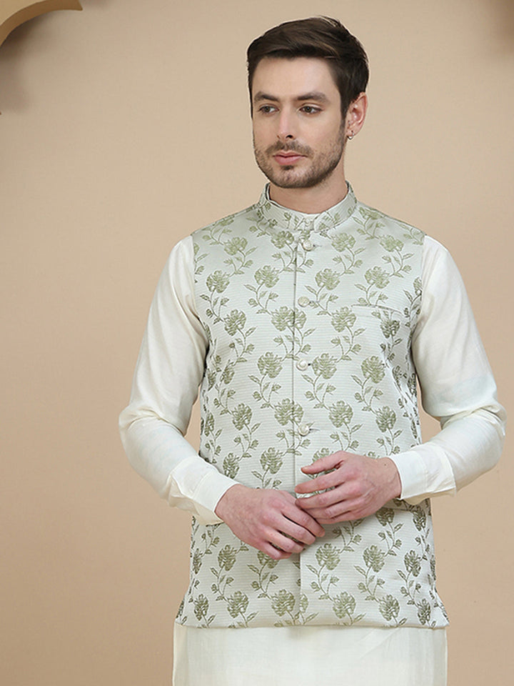 Embossed Nehru Jacket For Men
