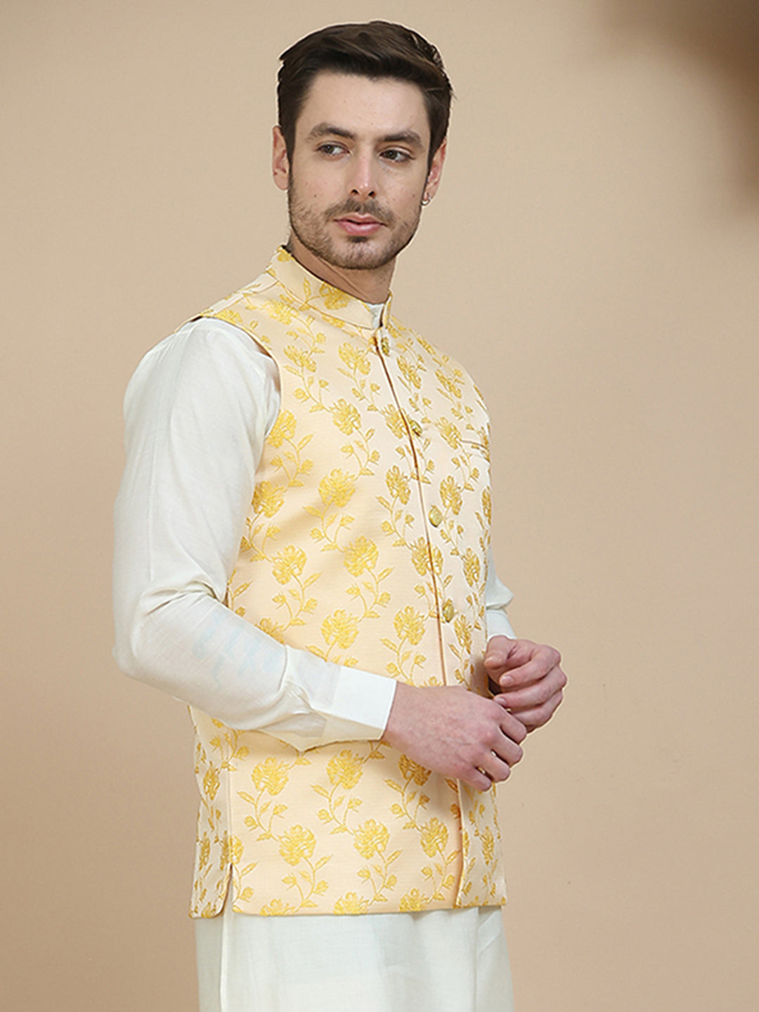 Embossed Nehru Jacket For Men
