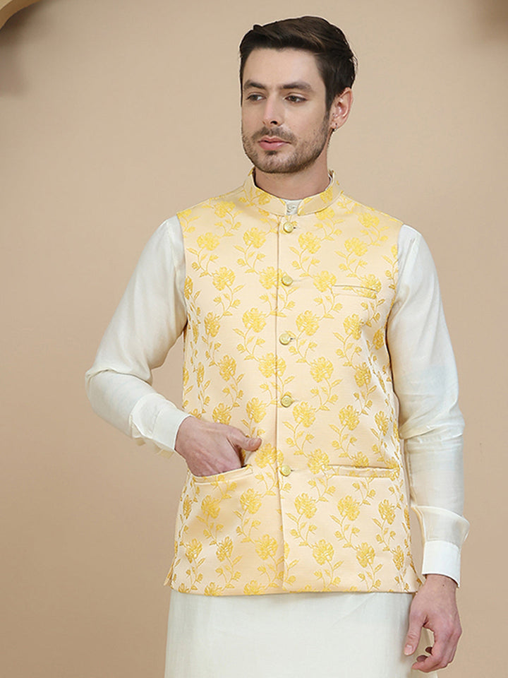 Embossed Nehru Jacket For Men