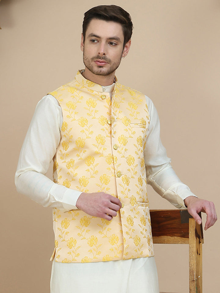Embossed Nehru Jacket For Men