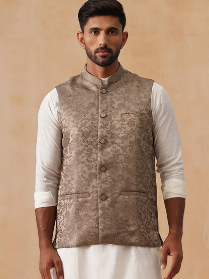 Woven Design Nehru Jacket For Men