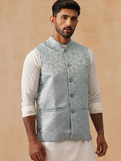 Woven Design Nehru Jacket For Men