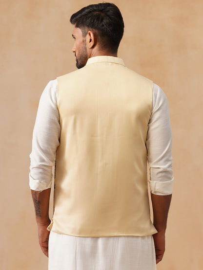 Floral Embroidered Silk Blend Nehru Jacket