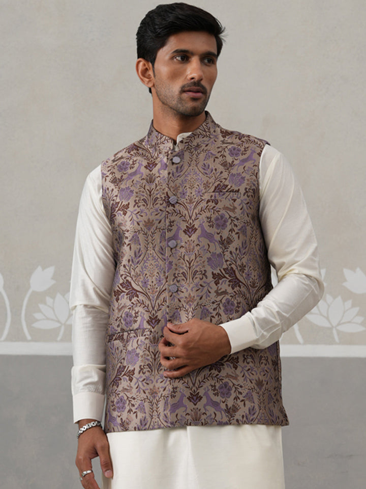Traditional Woven Jacquard Nehru Jacket