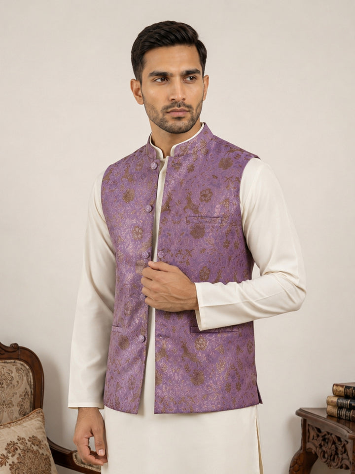 Traditional Woven Jacquard Nehru Jacket