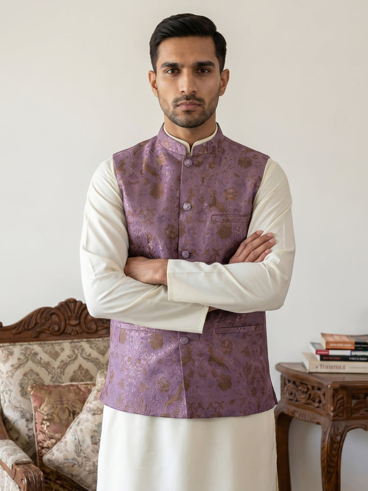 Traditional Woven Jacquard Nehru Jacket
