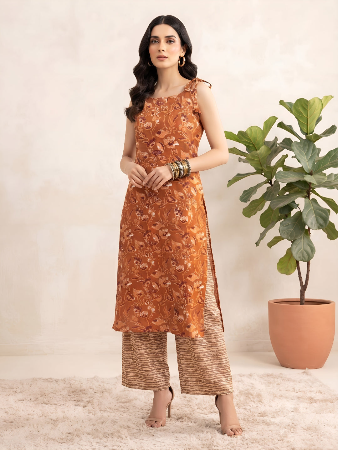 Printed Straight Kurta With Palazzo Set