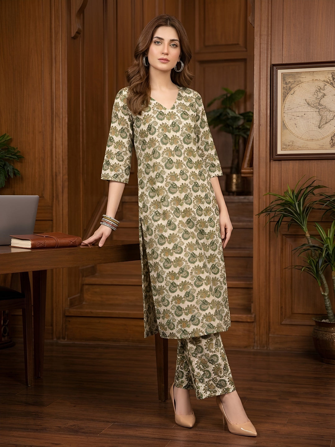 Printed Straight Kurta Set With Dupatta