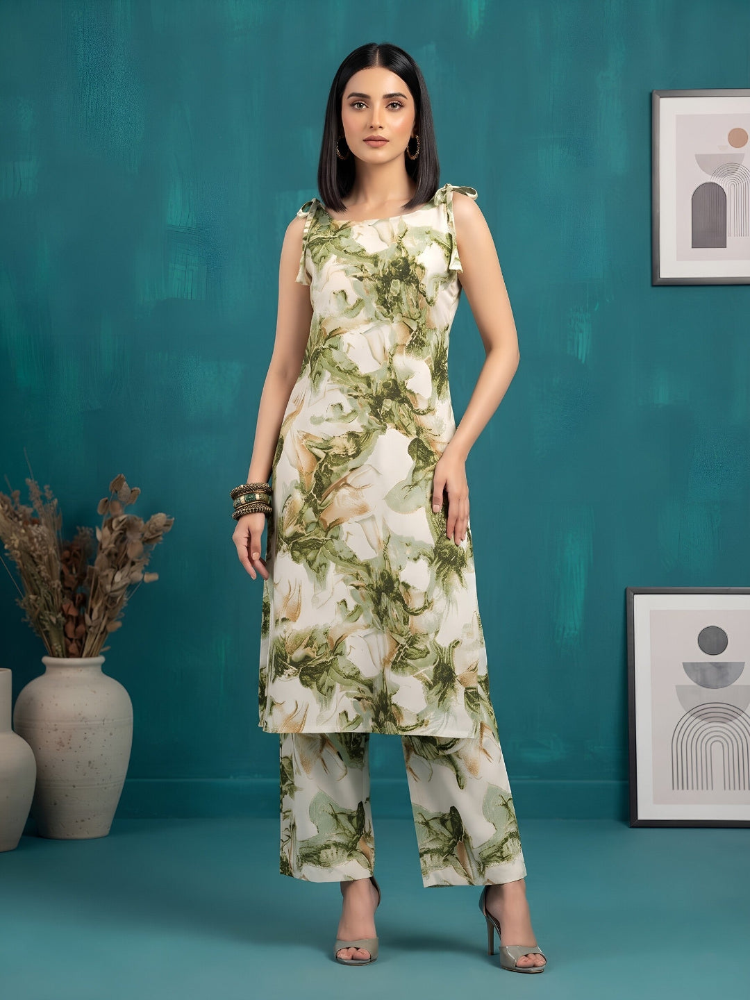 Printed Straight Kurta With Palazzo Set