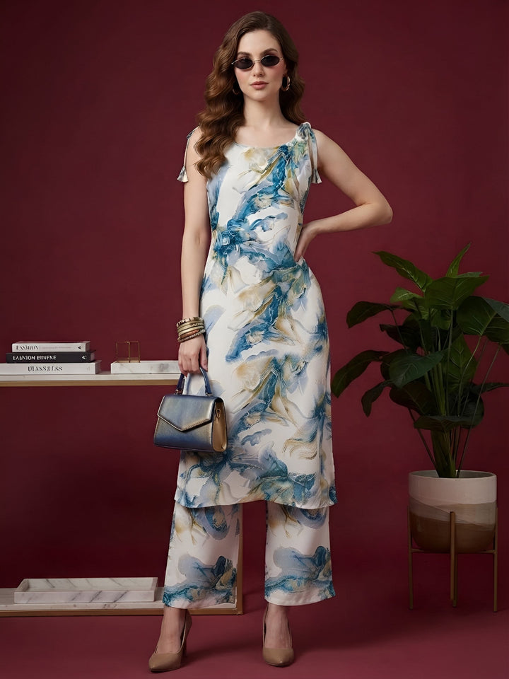 Printed Straight Kurta With Palazzo Set