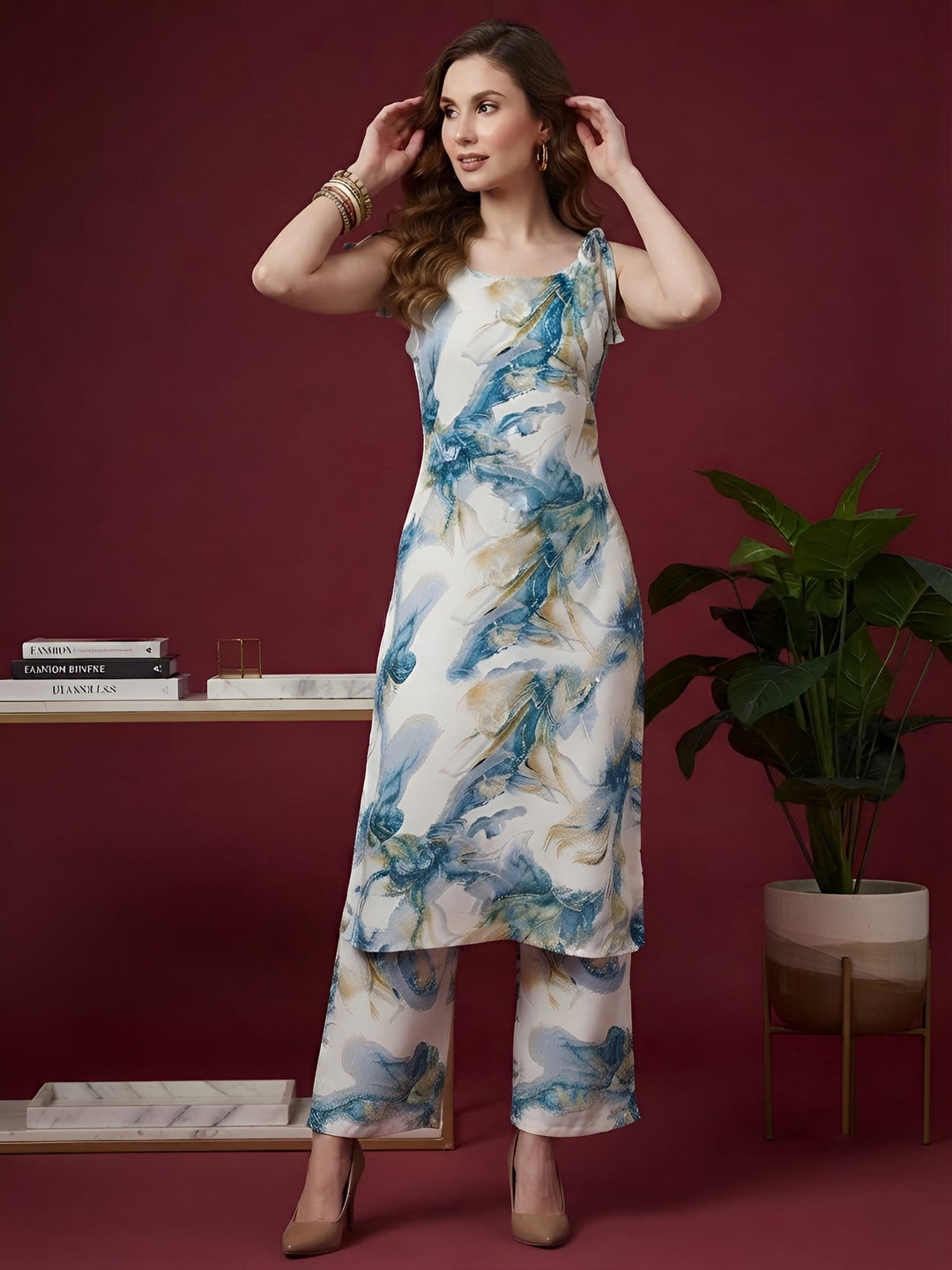 Printed Straight Kurta With Palazzo Set