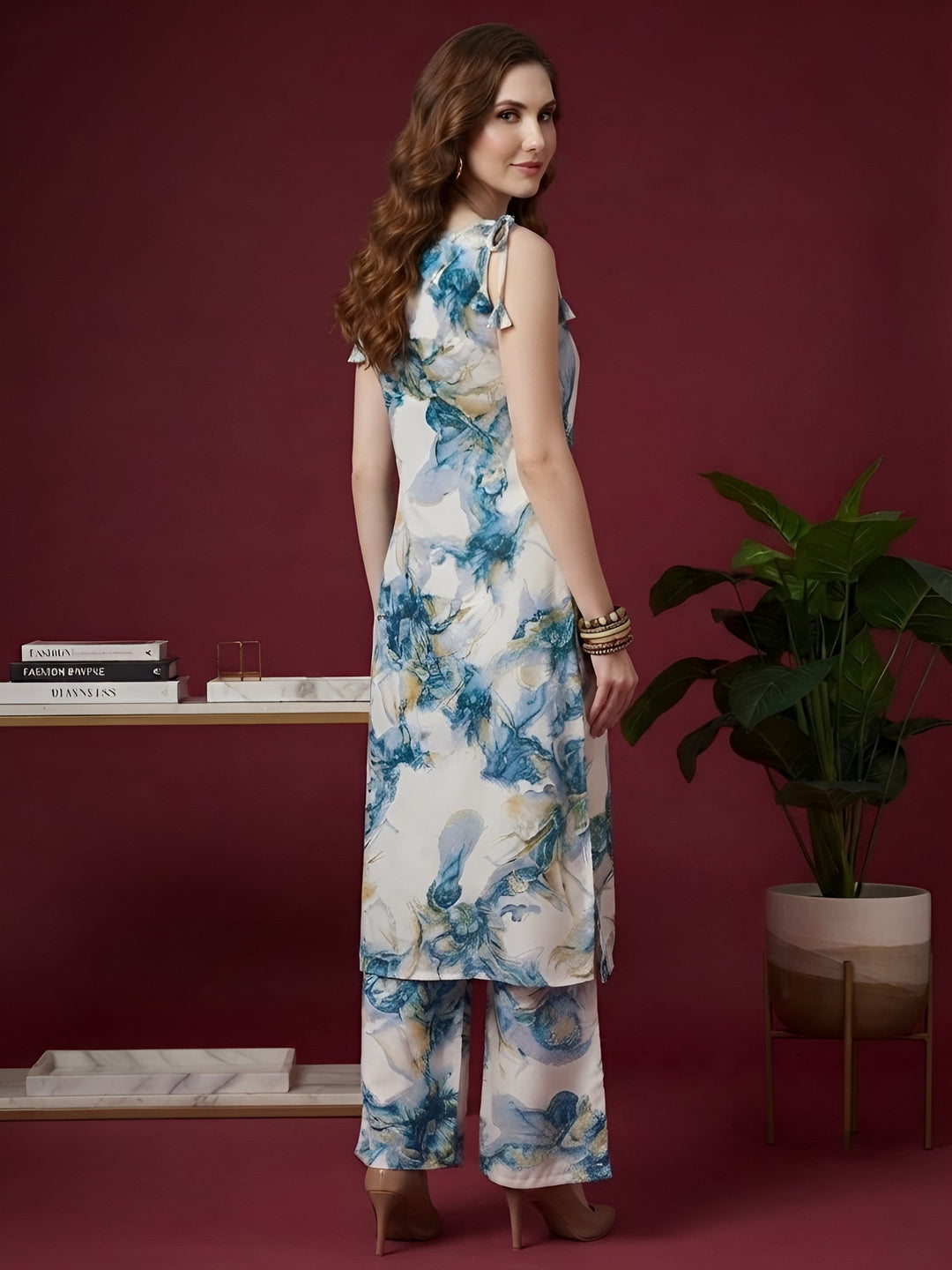 Printed Straight Kurta With Palazzo Set