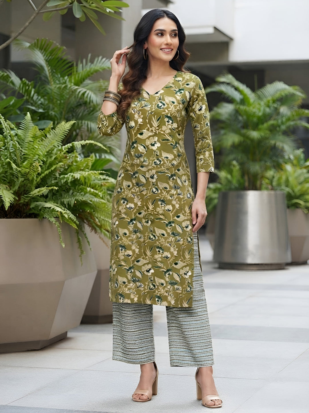 Printed Straight Kurta Set With Dupatta