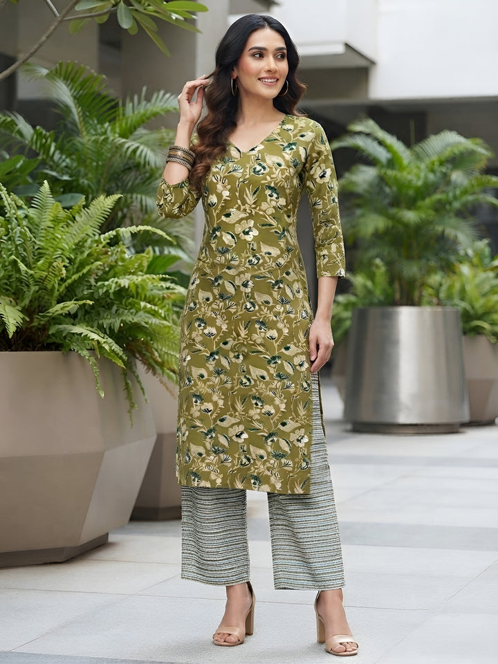 Printed Straight Kurta Set With Dupatta