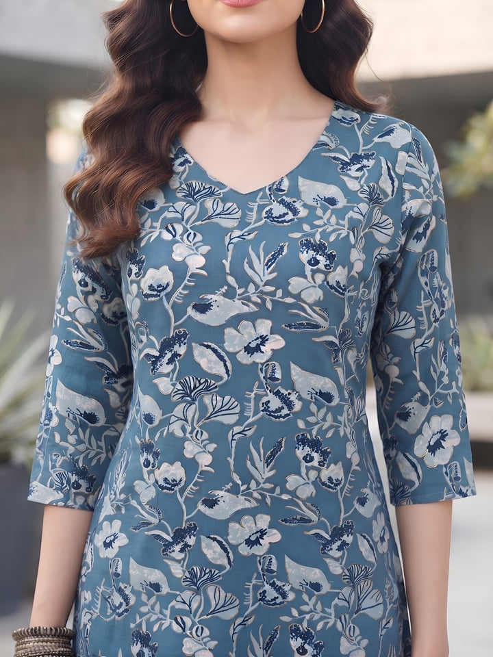 Printed Straight Kurta Set With Dupatta