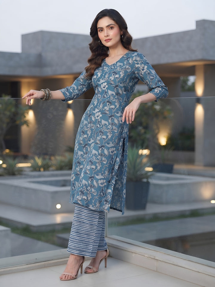 Printed Straight Kurta Set With Dupatta