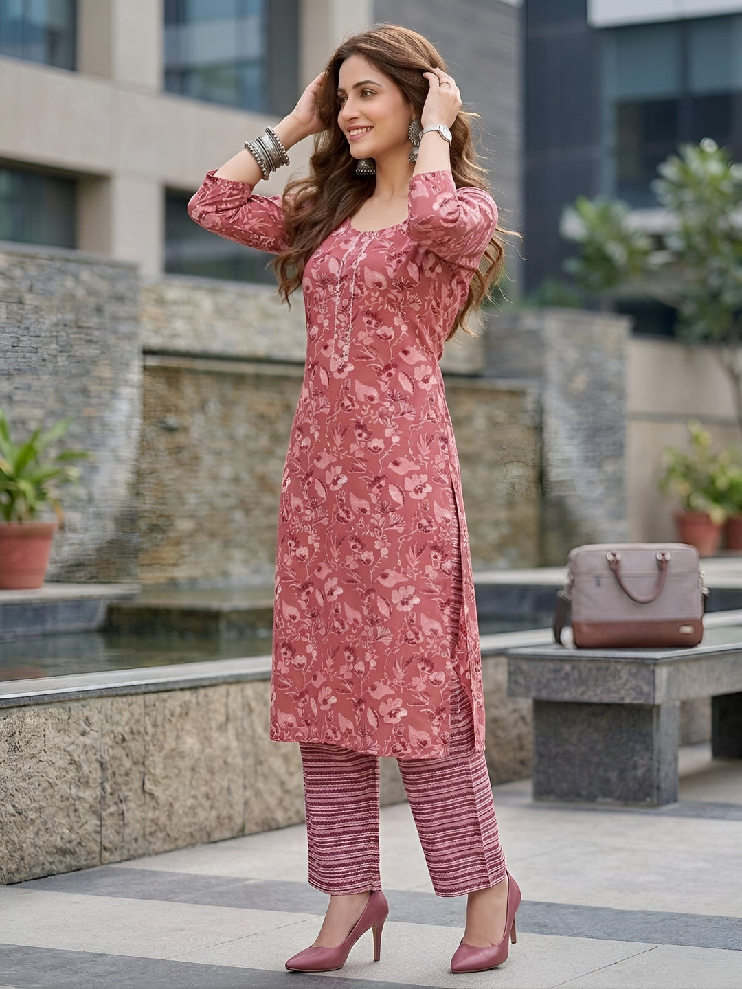 Printed Straight Kurta Set With Dupatta
