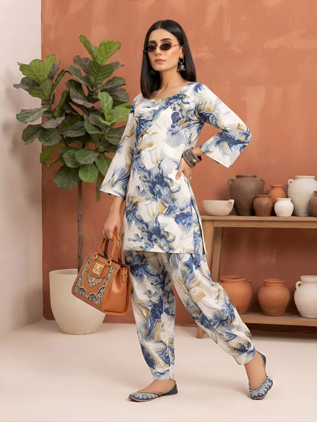 Printed Kurti &amp; Farshi Salwar Kurta Set