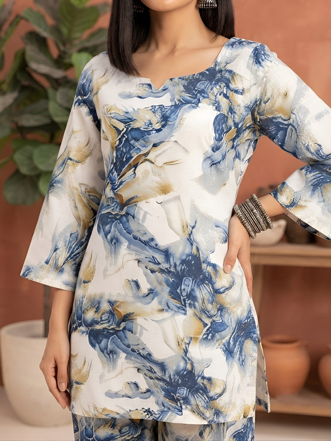 Printed Kurti &amp; Farshi Salwar Kurta Set