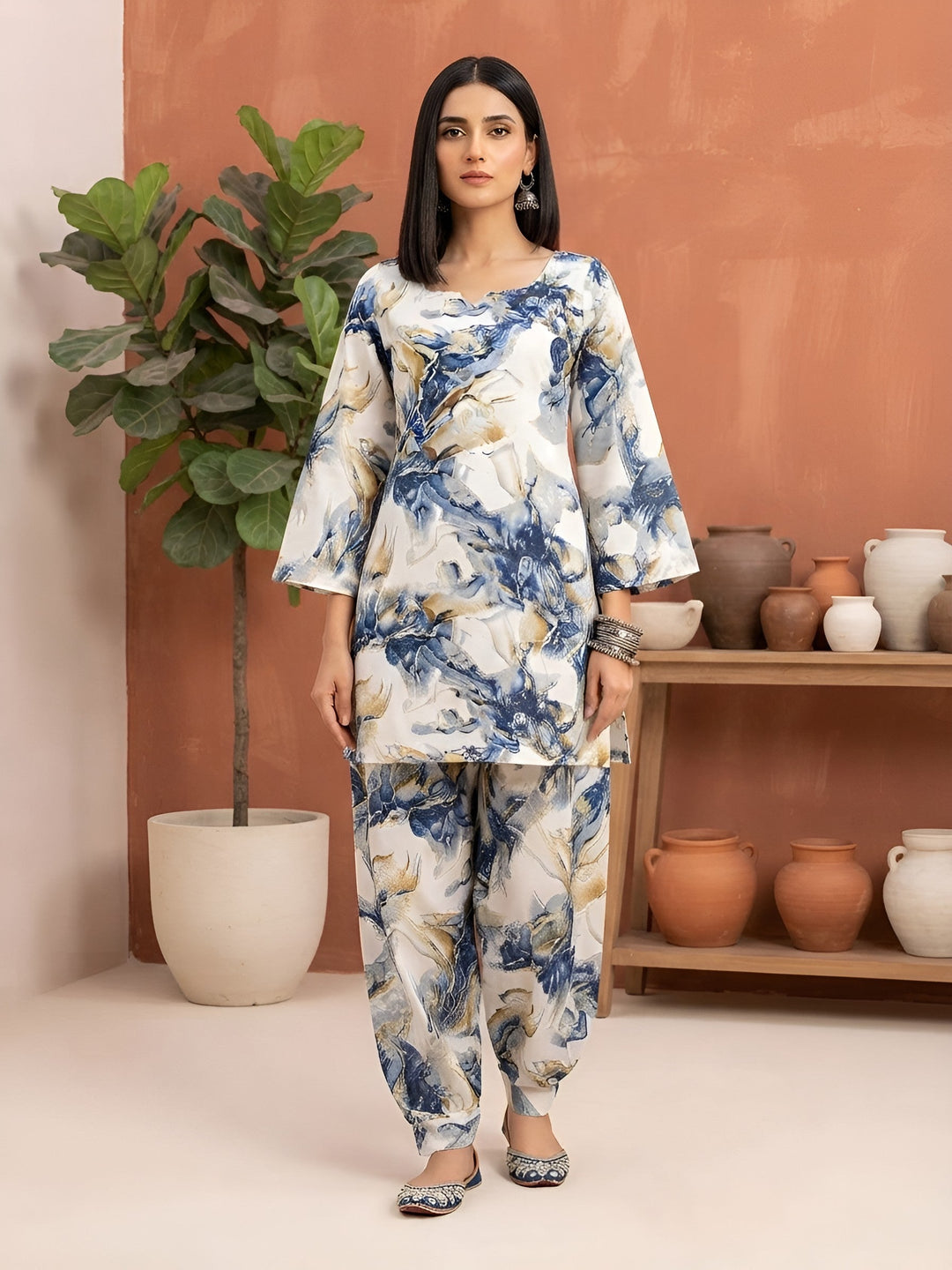 Printed Kurti &amp; Farshi Salwar Kurta Set