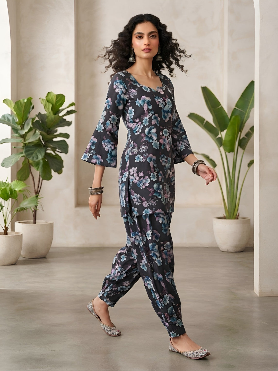 Printed Kurti &amp; Farshi Salwar Kurta Set