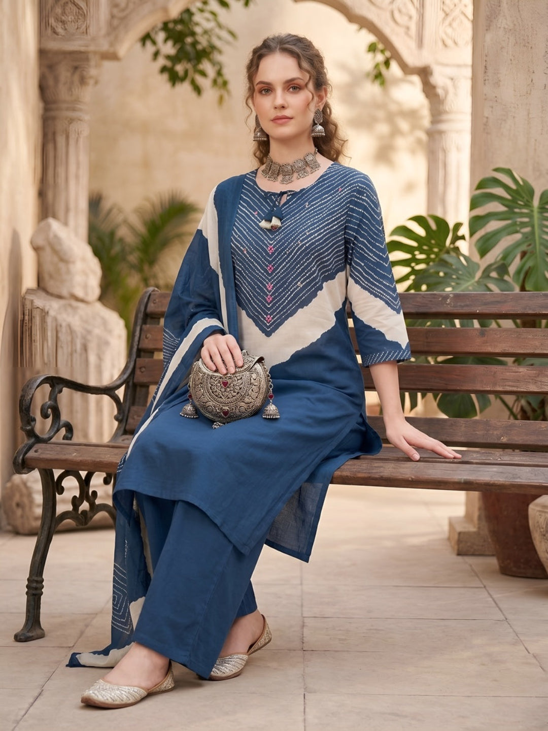 Printed Straight Kurta Set With Dupatta