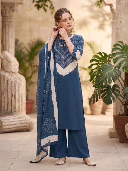Printed Straight Kurta Set With Dupatta