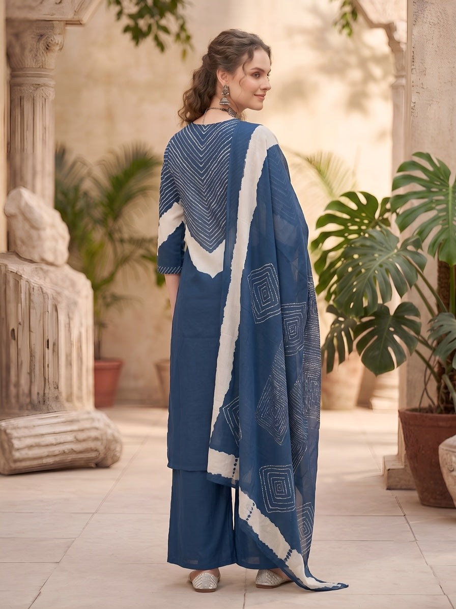 Printed Straight Kurta Set With Dupatta