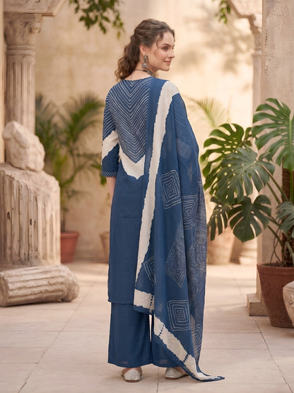 Printed Straight Kurta Set With Dupatta