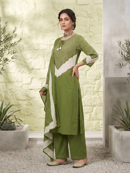 Printed Straight Kurta Set With Dupatta
