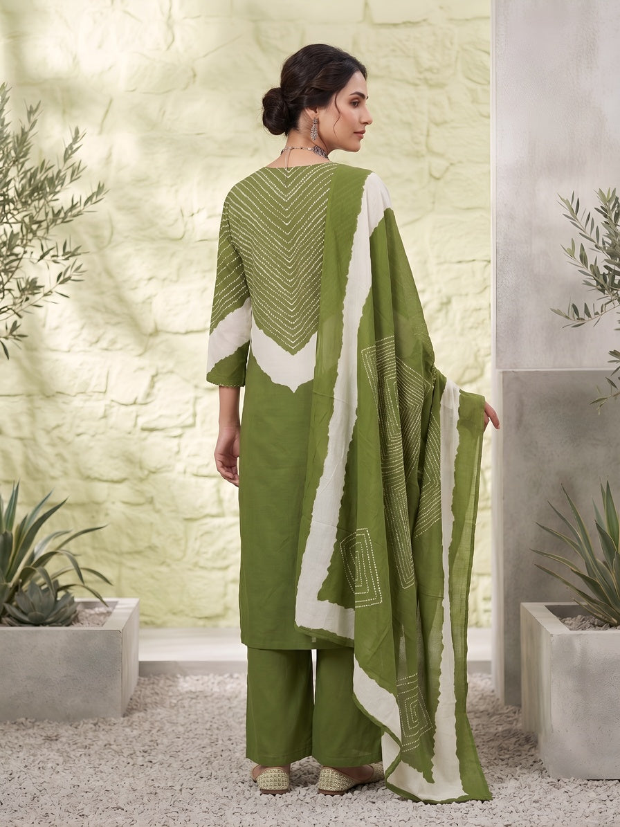 Printed Straight Kurta Set With Dupatta
