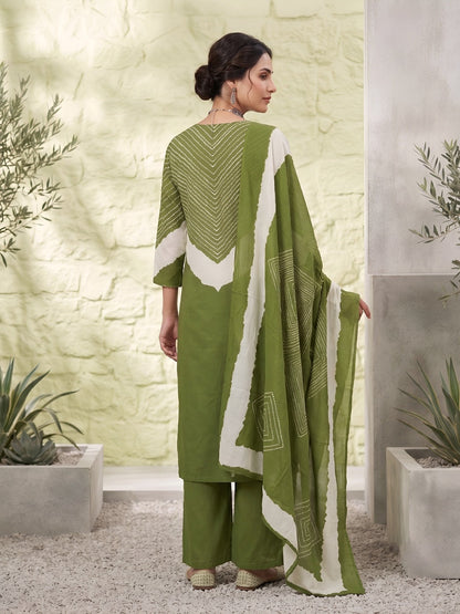 Printed Straight Kurta Set With Dupatta