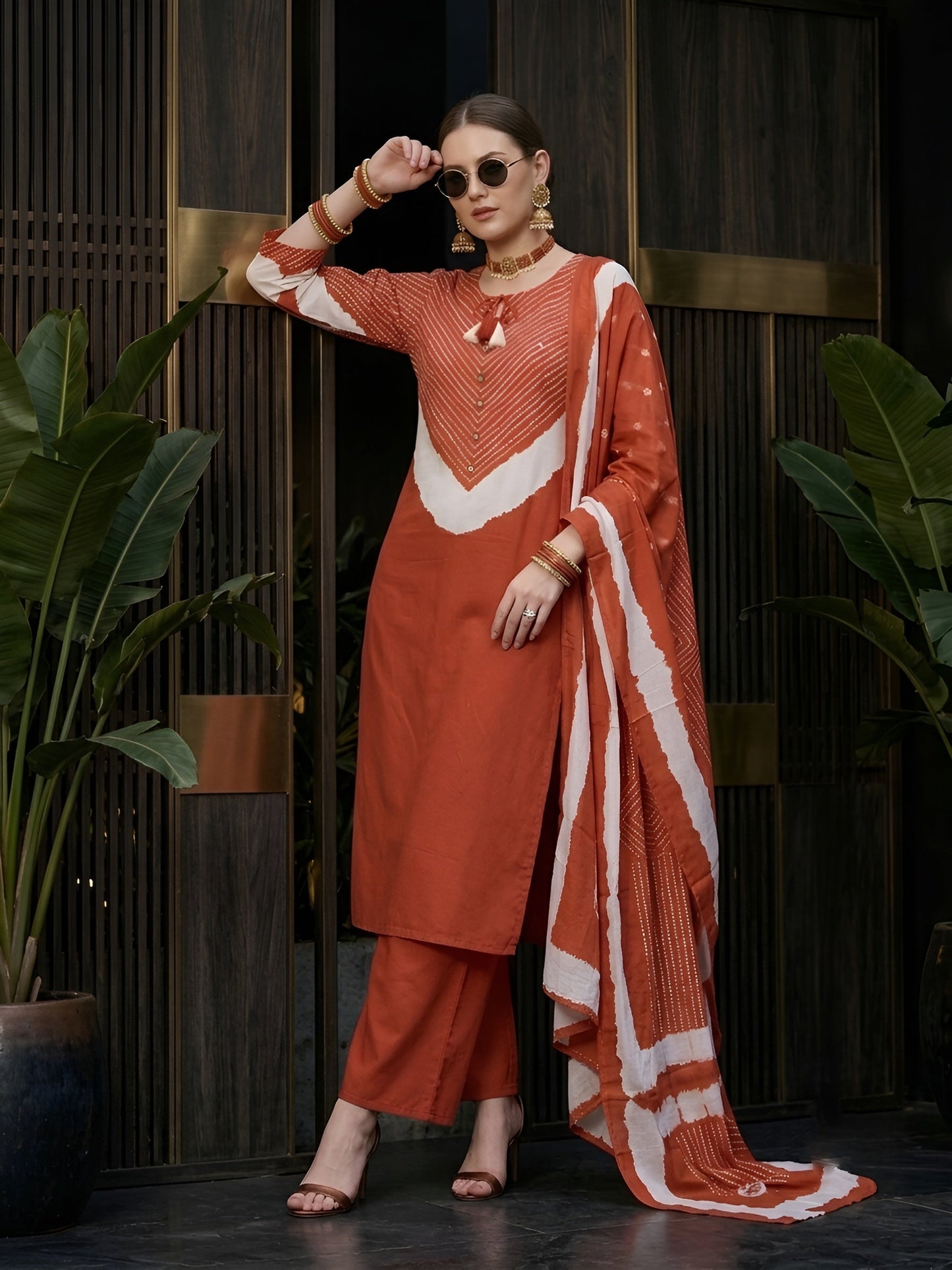 Printed Straight Kurta Set With Dupatta