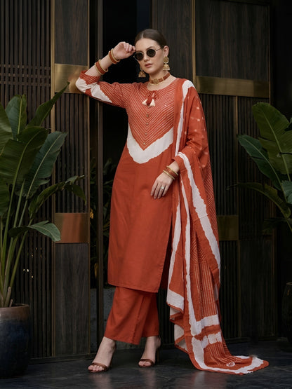 Printed Straight Kurta Set With Dupatta