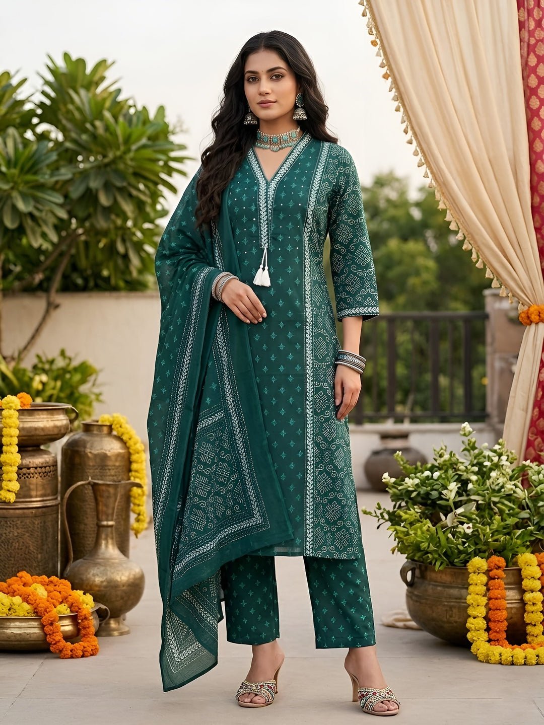 Printed Straight Kurta Set With Dupatta