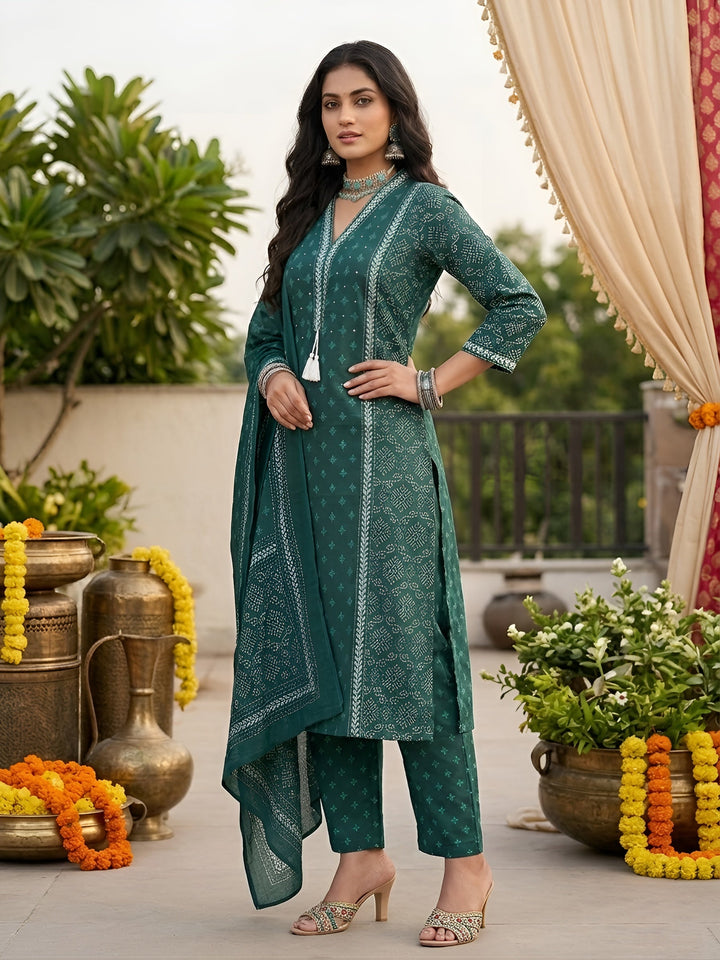 Printed Straight Kurta Set With Dupatta
