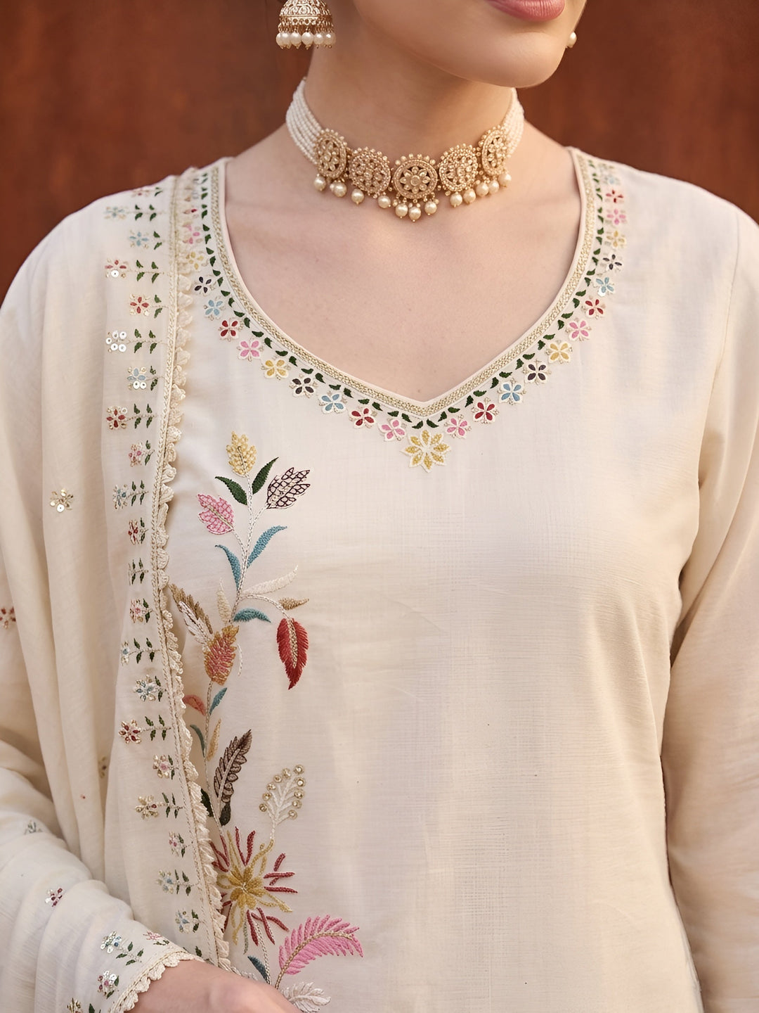 Embroidered Kurta Set With Dupatta