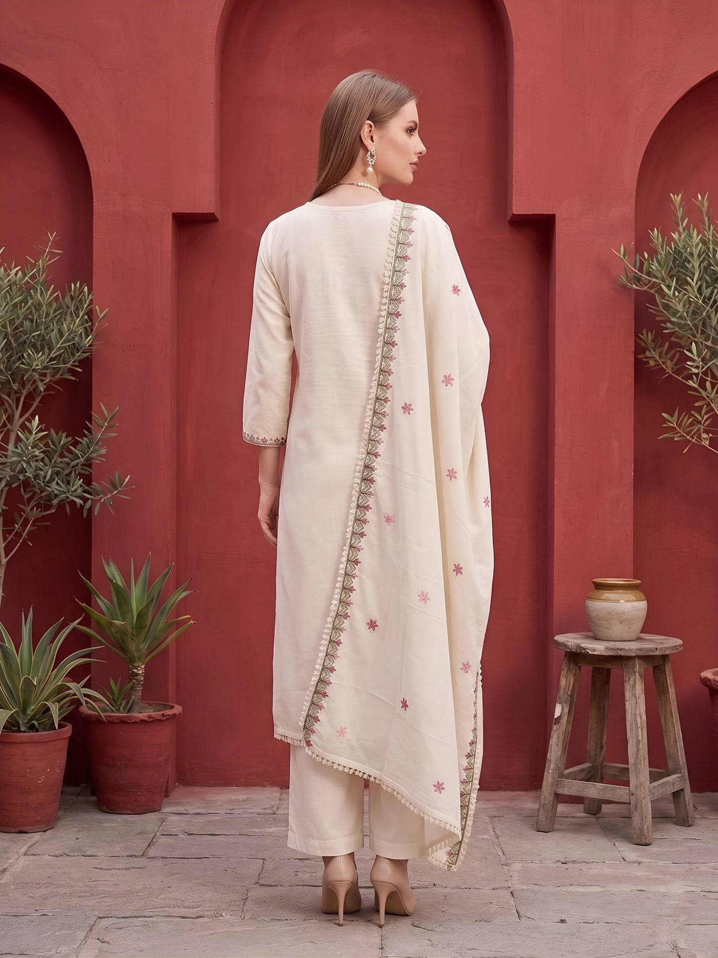 Embroidered Kurta Set With Dupatta