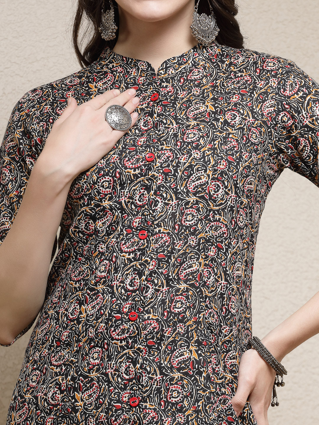 Floral Printed Cotton A-Line Kurta
