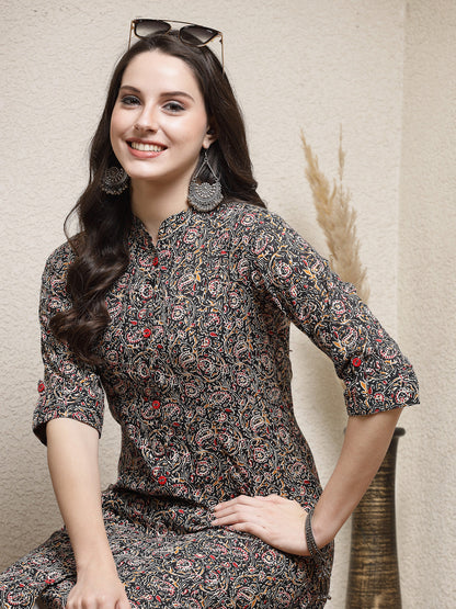 Floral Printed Cotton A-Line Kurta (Pre-Order)